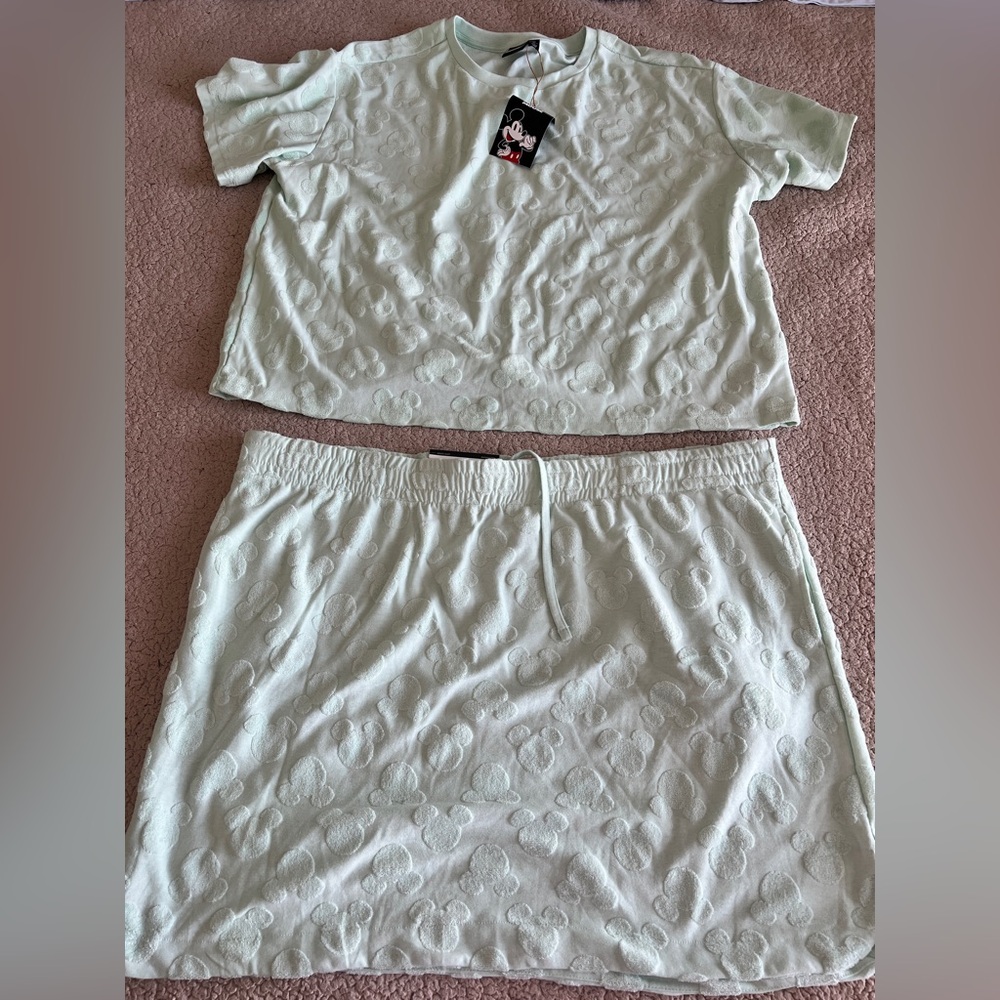 Disney Mickey Mouse Mint Green Drawstring Elastic… - image 1